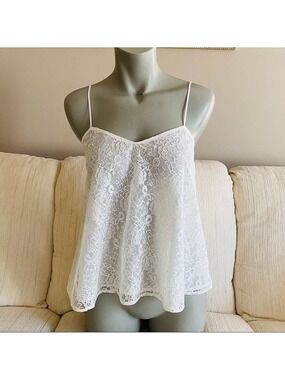 Topshop White Lace Top Spaghetti Straps Sz 4